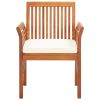 Garden Dining Chair Set of 4 Natural Wood, Cream
