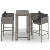 Garden Bar Set Gray, Dark Gray PE rattan, steel Medium Footrest