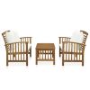 Garden Lounge Set Cream white, Wood Solid acacia wood Medium