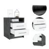 Smokey Oak and White 2-Drawer 1-Shelf Rectangle Nightstand