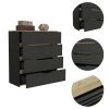 Zoe Dresser; Superior Top; Four Drawers -Black / Light Oak