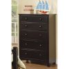 Contemporary Black Finish 1pc Chest of Drawers Plywood Pine Veneer Bedroom Furniture 5 drawers Tall chest