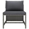 Middle Sofa Grey PE rattan, steel, fabric (100% polyester) One Size