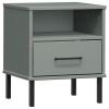 Bedside Cabinet Grey Solid pine wood, metal Bedside Cabinet