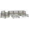 Garden Lounge Set Grey PE Rattan, powder-coated steel, tempered glass