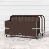 Rolling Pool Storage Rattan Patio Furniture Outdoor Storage Wicker Organizer for Floats, Paddles, Balls, Towels, Brown