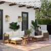 Patio Furniture Set w/ Cushions, 5 PCs PE Rattan Conversation Furniture Set, Cream White