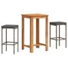 Garden Bar Set Grey Solid Acacia wood Compact Removable Covers