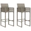 Garden Bar Stool Grey PE Rattan, Powder-Coated Steel Standard