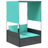 Patio Double Sun Lounger Black PE rattan, powder-coated steel