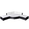 Lounge Set Black PE Rattan Large Modular Lounge Set