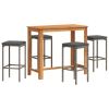 Garden Bar Set Gray Solid Acacia wood Standard Removable Covers