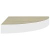 Wall Corner Shelf Oak and White 13.7"x13.7"x1.4" MDF