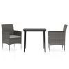 Garden Dining Set Gray and Black PE rattan Medium Durable