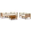 Garden Lounge Set Cream Solid Acacia wood Medium Modular