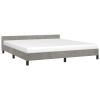 Bed Frame With Headboard Light Grey Velvet, Engineered wood, Plywood