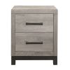 Attractive Gray Finish 1pc Nightstand of 2x Drawers Metal Bar Hardware Premium Melamine Board Wooden Bedroom Furniture