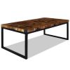 Coffee Table Black and Brown Teak Wood and Resin