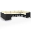 9 Piece Patio Lounge Set with Cushions Poly Rattan Black