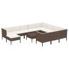 Garden Lounge Set Brown PE rattan, powder-coated steel, polyester