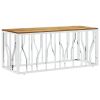 Coffee Table Silver Stainless steel, solid acacia wood Medium
