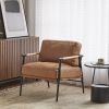 27.56" Modern Accent Chair with Plush Cushions, Minimalist Metal Frame, and Wooden Armrest Design