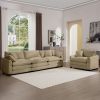 Mid-Century Modern Sectional Set of Two, One 3-Seater Sectional and One Single-Seater Sectional with 2 Arm Pillows and 4 Throw Pillows