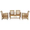 Garden Lounge Set Natural Acacia Solid Acacia Wood 5 Piece Set