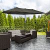 15ft Double-Sided Patio Umbrella Outdoor Market Extra Large Gray with Crank for Deck Lawn Backyard Pool