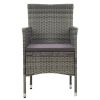 Rattan Chair Set of 2 Grey Poly Rattan, Steel Frame Medium