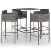 Garden Bar Set Grey PE rattan, steel, tempered glass Medium
