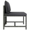 Middle Sofa Grey PE rattan, steel, fabric (100% polyester) One Size