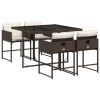 Garden Dining Set Brown, Black, Cream White