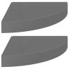 Corner Shelf Set of 2 High gloss grey Honeycomb MDF, metal Medium