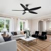 60 in. Integrated LED Farmhouse Indoor/Outdoor Black Smart Ceiling Fan with Remote Control