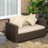 Outdoor Wicker Loveseat Patio Couch with Cushions 2 Seats PE Rattan Sofa Beige