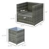 Patio Bistro Set Outdoor PE Rattan Wicker Furniture with Washable Cushion Coffee Table Conversation Sofa Set Black Black