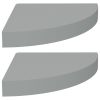 Corner Shelf Set of 2 Gray Honeycomb MDF, metal 9.8x9.8 in
