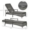 Wicker Lounge Chair, 4 Position Adjustable Backrest, Removable Cushion, Wicker Rattan Lounger for Poolside or Balcony, Dark Gray