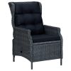Garden Dining Set Dark grey, Black Steel frame, PE rattan, Glass top