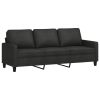 3-seater Sofa Black Polyester, Metal, Textilene 3-seater