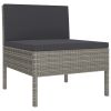 Garden Lounge Set Grey PE Rattan, Powder-Coated Steel, 100% Polyester