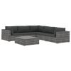 Patio Lounge Set Set of 6 Grey PE Rattan Large Modular