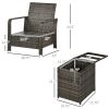 3-Piece Rattan Wicker Bistro Set with Storage Table, Outdoor Patio Conversation Set with Washable Cushions, Garden Furniture