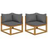 Corner Sofa Dark Grey Solid Acacia Wood Modular Corner Sofa
