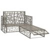 Garden Lounge Set Grey PE Rattan, Powder-Coated Steel Medium