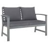 Garden Lounge Set Grey Solid Acacia Wood Medium Hardwood