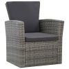 Garden Sofa Set Gray PE rattan, powder-coated steel, glass Medium