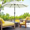 3-Tier 9tf Patio Umbrella, Outdoor Market Umbrella with Crank and Push Button Tilt for Deck, Backyard, beige