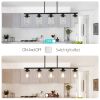 37" Modern Industrial 5-Light Chandelier with Clear Glass Shades, Matte Black Metal Frame Hanging Ceiling Light Fixture for Dining Room, Kitchen Islan